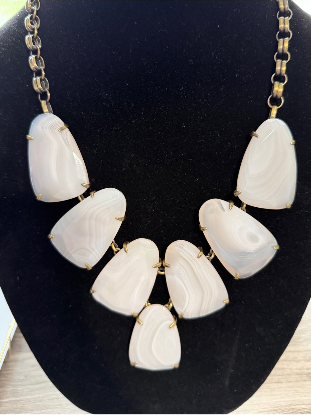 Kendra Scott Harlow in White Banded Agate w Antique Brass